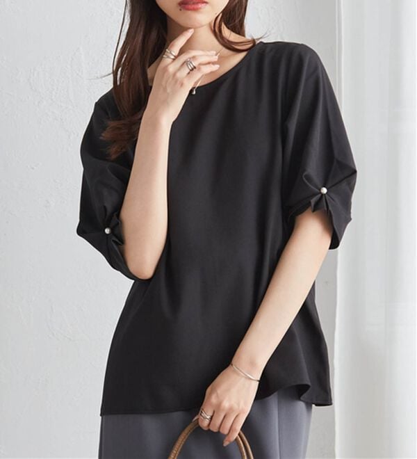 RANAN（ラナン）の「【ひんやり】袖タックデザインきれい見えブラウス（ブラウス）」｜詳細画像