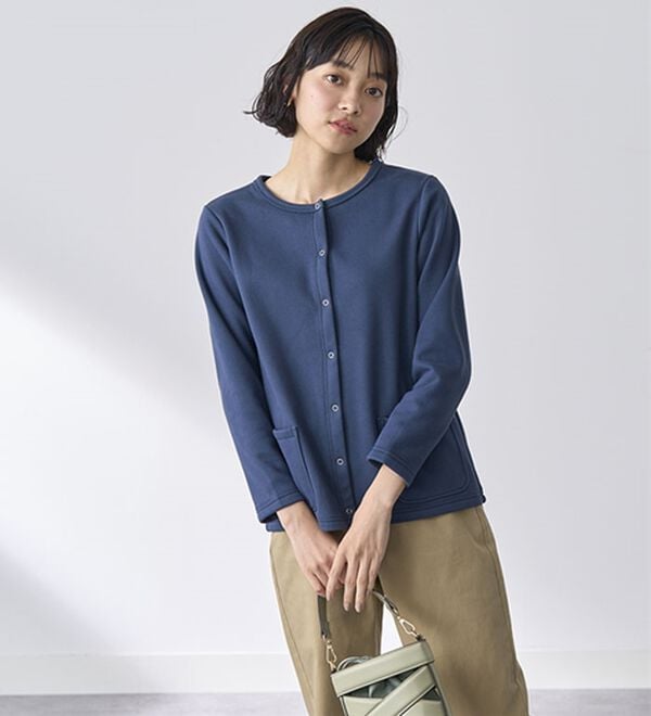 BELLUNA（ベルーナ）の「パチパチしにくい！静電気防止裏フリース配色カーディガン（その他カーディガン）」｜詳細画像