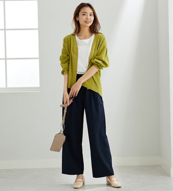 BELLUNA（ベルーナ）の「エアリーサッカー素材ワイドパンツ（ワイドパンツ・ガウチョ）」｜詳細画像