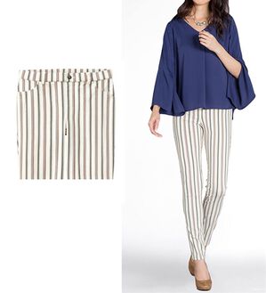 GeeRA（ジーラ）の「嬉しい機能付！美脚スキニーレギンスパンツ（フルレングスタイプ）（フルレングスパンツ）」｜オフ系マルチストライプ