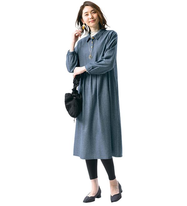 ルフラン（ルフラン）の「【３色組】綿１００％あったかロングワンピース（ロングワンピース）」｜詳細画像