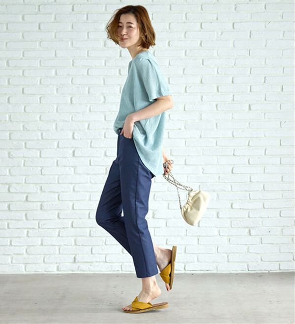 BELLUNA（ベルーナ）の「 【接触冷感】【選べる2丈】サラリ裏メッシュ美脚アンクルパンツ（フルレングスパンツ）」｜詳細画像