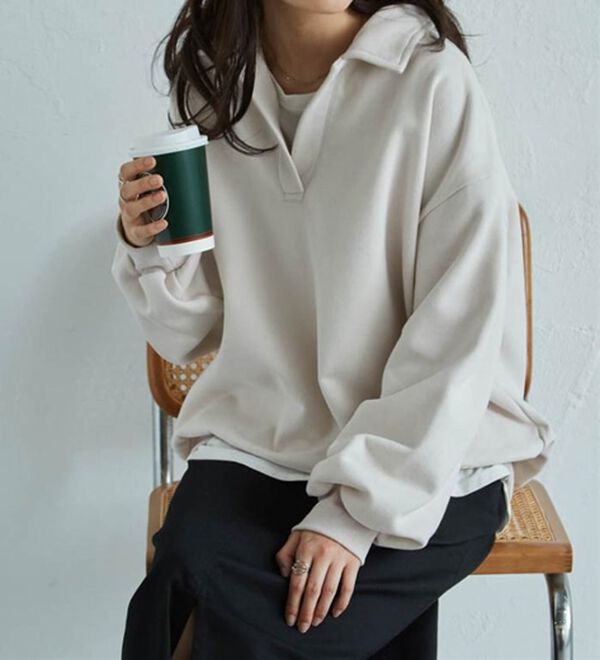 RANAN（ラナン）の「あったか裏起毛衿付きオーバーサイズスウェット（トレーナー・スウェット）」｜詳細画像