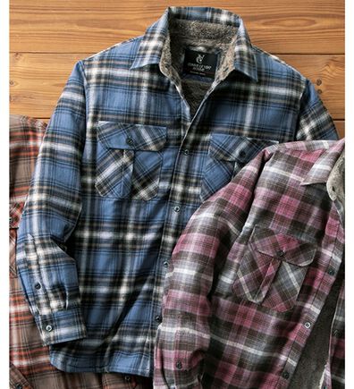 「＜コムルヴァン・オム＞さっと羽織れる裏ボアチェックシャツ（メンズシャツ）」