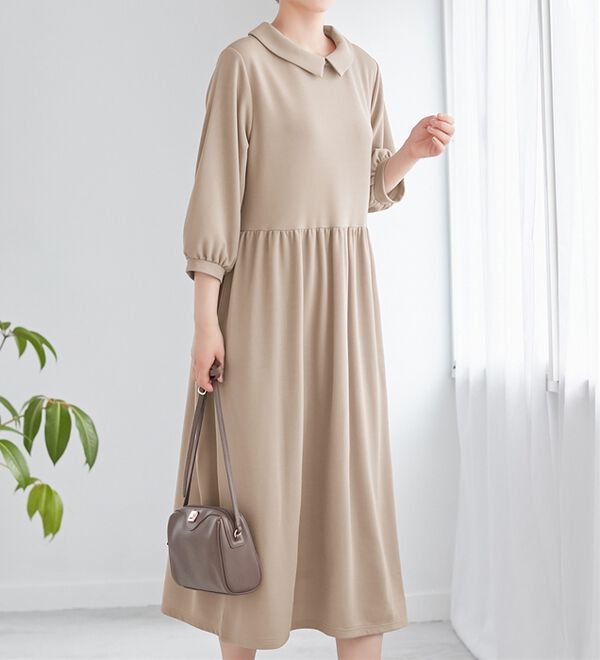 防シワ】お家で洗える！2WAYギャザー切替ワンピース