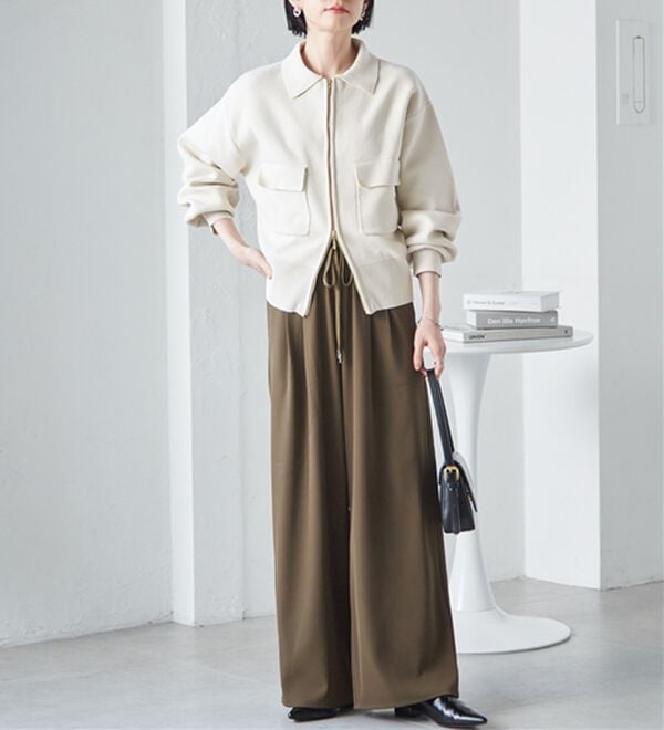 RANAN（ラナン）の「ひんやり！とろみ2タック体型カバーパンツ（フルレングスパンツ）」｜詳細画像