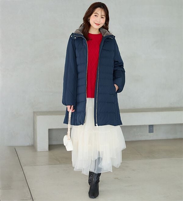 BELLUNA（ベルーナ）の「細見え！フレンチダウン使いダブルステッチロング丈コート（ロングコート）」｜詳細画像