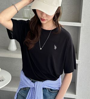 GeeRA（ジーラ）の「【Ｕ．Ｓ．　ＰＯＬＯ　ＡＳＳＮ．】スラブシアーTシャツ（Tシャツ）」｜ブラック