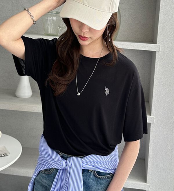 GeeRA（ジーラ）の「【Ｕ．Ｓ．　ＰＯＬＯ　ＡＳＳＮ．】スラブシアーTシャツ（Tシャツ）」｜ブラック