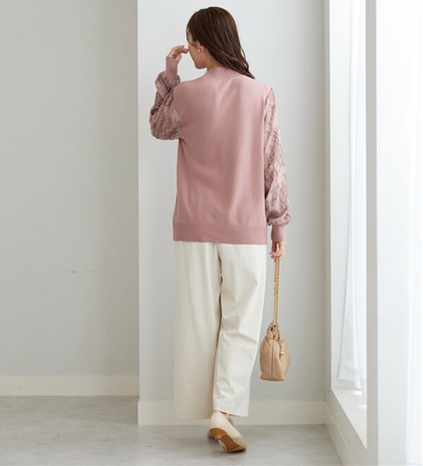 BELLUNA（ベルーナ）の「袖レースデザインニットプルオーバー（ニット・セーター）」｜詳細画像