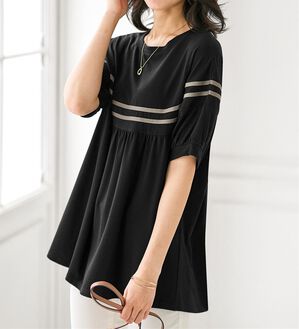 BELLUNA（ベルーナ）の「【Ｌａｇｒｉｌｕａ】配色ライン使いカットソーチュニック（チュニック）」｜詳細画像