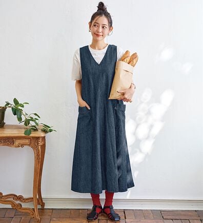 BELLUNA（ベルーナ）の「＜＆ｃｏｃｏｃｈｉ＞綿麻デニム素材ゆったりジャンパースカート（その他ワンピース）」