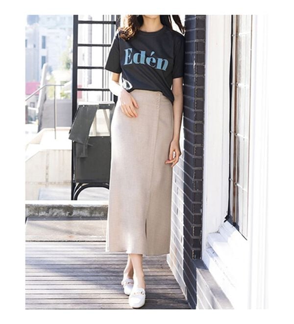 RANAN（ラナン）の「麻調素材ボタン使いスカート（ロングスカート）」｜詳細画像