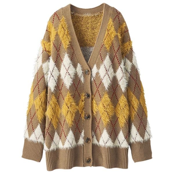 BELLUNA（ベルーナ）の「ふんわりアーガイル柄カーディガン（ニットカーディガン）」｜詳細画像