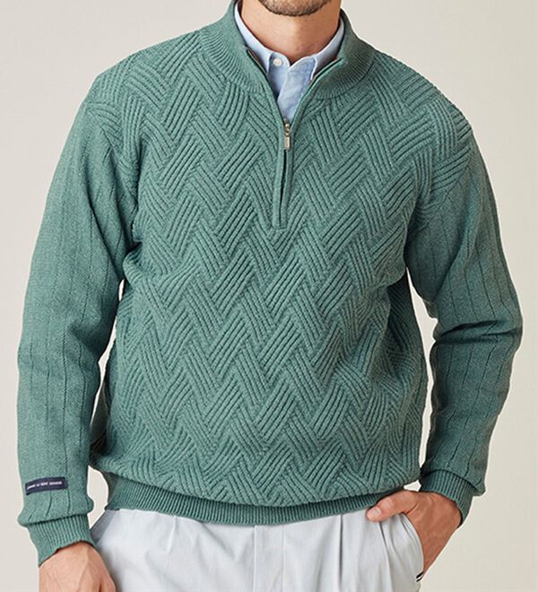 コムルヴァン・オム＞トレーナー感覚で着られるハーフジップセーター