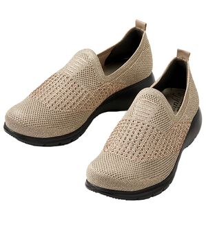 ルフラン（ルフラン）の「ラインストーン付ニットシューズ（パンプス）」｜ピンクゴールド