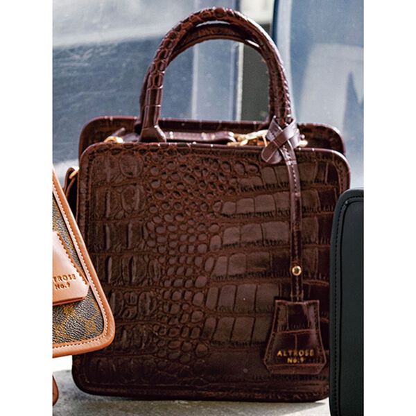 GeeRA（ジーラ）の「スクエア２ＷＡＹミニボストン（ボストンバッグ）」｜ブラウンクロコ型押し