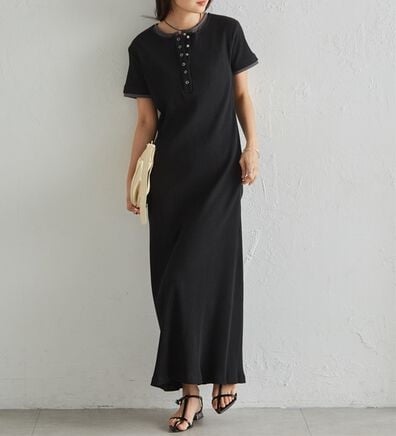 RANAN（ラナン）の「レイヤードヘンリーネックリブワンピース（カットソーワンピース）」