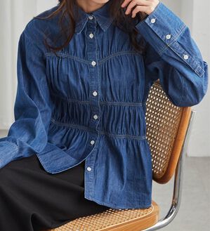 RANAN（ラナン）の「ライトデニムシャーリングデザインシャツブルー（シャツ）」｜ネイビー