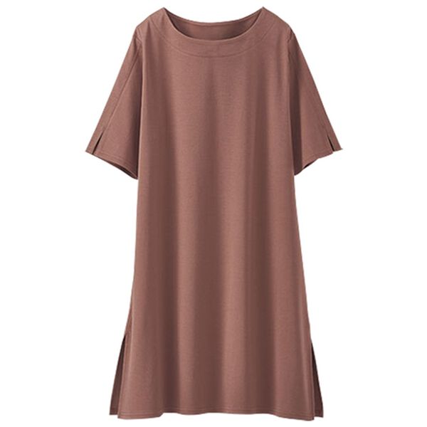 BELLUNA（ベルーナ）の「艶やか綿１００％スリット入りチュニックワンピース（チュニックワンピース）」｜詳細画像