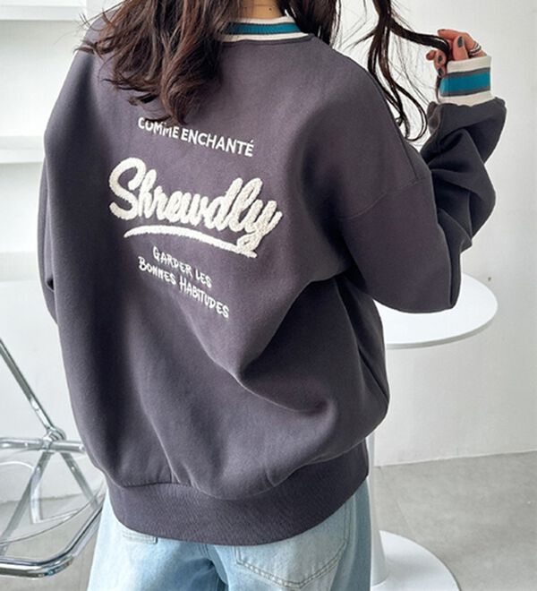 GeeRA（ジーラ）の「ラインリブエンブロイダリー裏起毛スウェット（カットソー）」｜詳細画像