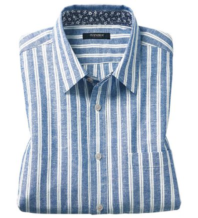 「フレンチリネンブレンドカジュアルシャツ（メンズシャツ）」