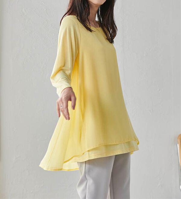 RANAN（ラナン）の「異素材切替フレアーチュニック（チュニック）」｜詳細画像