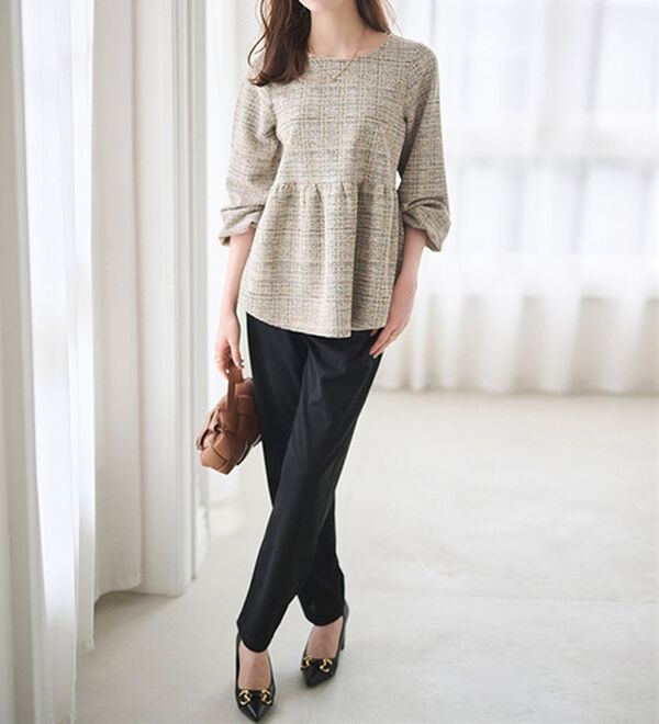 RANAN（ラナン）の「＜２点セット＞洗える！きれい見えカットツイードセットアップ（ブラウススーツ）」｜詳細画像