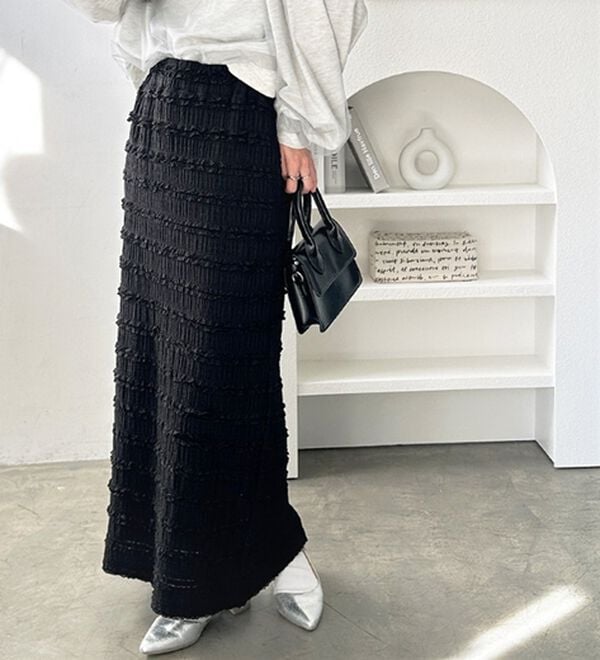 GeeRA（ジーラ）の「すっきりオシャレ見え！ジャカードレースタイトスカート（ロングスカート）」｜詳細画像