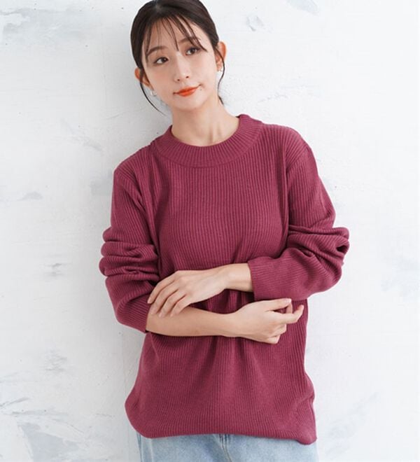 A HAPPY MARILYN（アハッピーマリリン）の「【ＬＬ～６Ｌ】Ｔシャツ感覚で着れる カメレオン級の着回しが叶う リブ ニット（ニット・セーター）」｜詳細画像