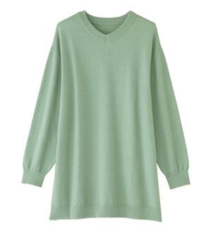 alotta（アロッタ）の「洗える！ゆるニットＶネックチュニック（チュニック）」｜ミントグリーン