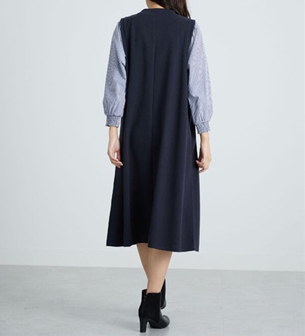 BELLUNA（ベルーナ）の「袖切替デザインハイネックワンピース（カットソーワンピース）」｜詳細画像