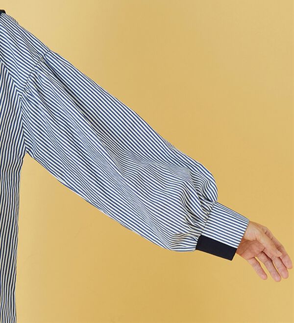 BELLUNA（ベルーナ）の「ハーフジップ使いストライプ切替ワンピース（チュニック）」｜詳細画像