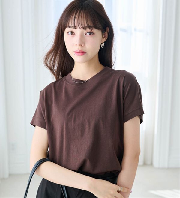 RANAN（ラナン）の「【選べる袖丈】【ひんやり・ＵＶ】＜BC＞綿100％プチハイネックＴシャツ（カットソー）」｜詳細画像