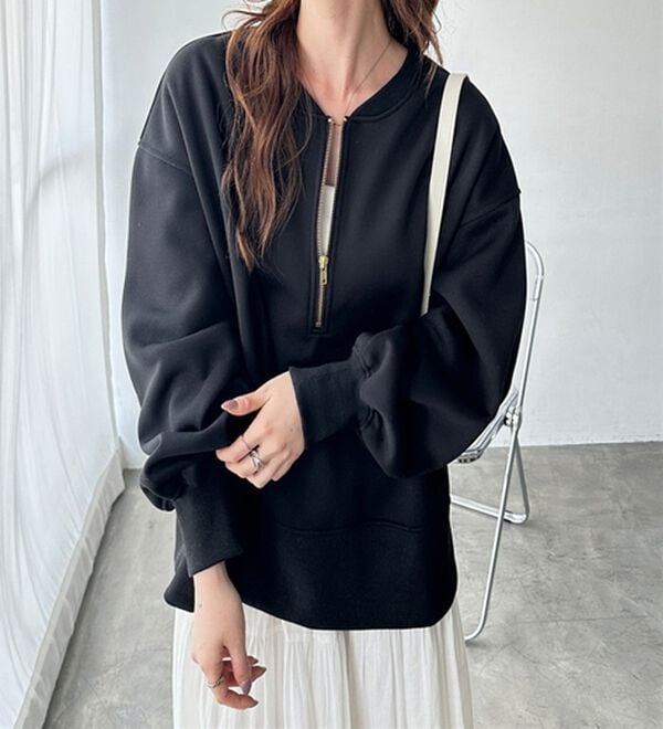 GeeRA（ジーラ）の「【ラク&times;きれい】ハーフジップ裏起毛スウェット（トレーナー・スウェット）」｜詳細画像