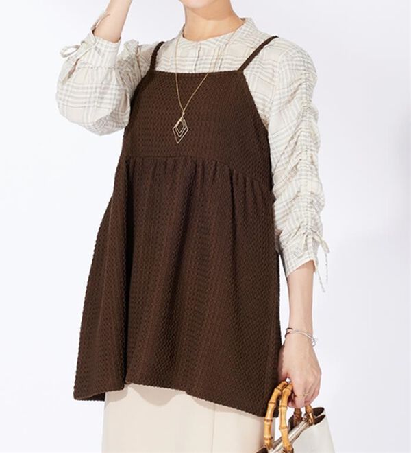 BELLUNA（ベルーナ）の「ジャカード素材ペプラムビスチェ（タンクトップ・キャミソール）」｜詳細画像