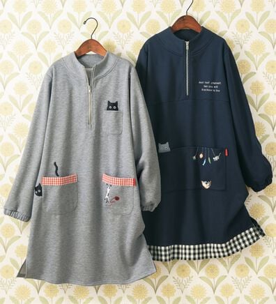 ルフラン（ルフラン）の「【２色組】ねこいっぱいの裏起毛チュニック（ホームウェア）」