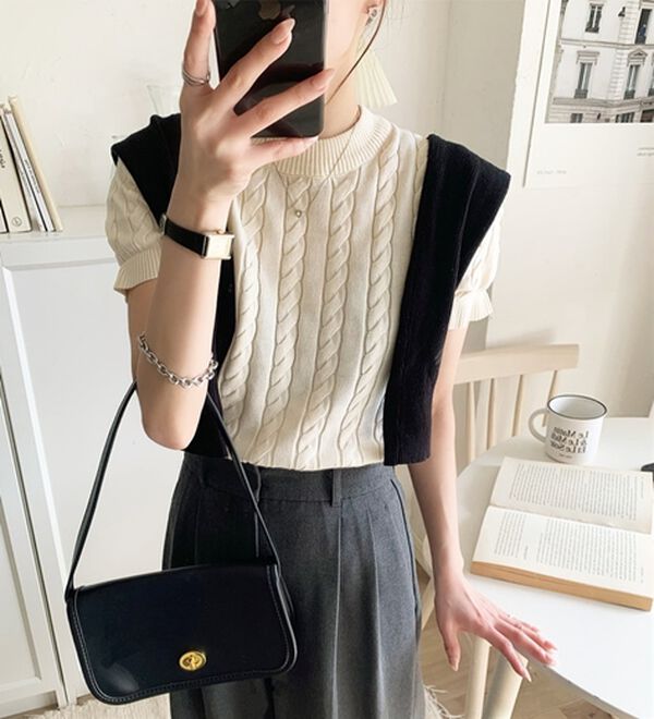 GeeRA（ジーラ）の「ケーブル編みニットトップス（ニット・セーター）」｜詳細画像