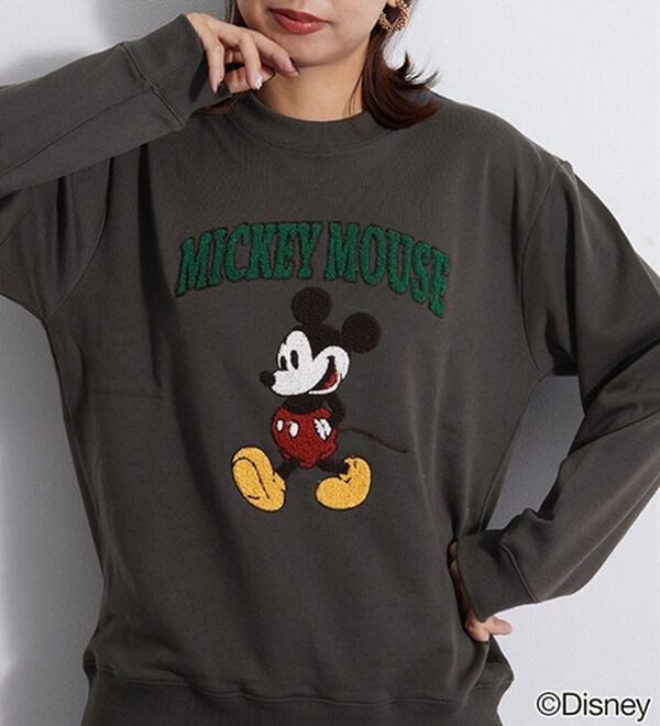 Disney＞【ミッキー】さがら刺しゅう裏毛トレーナー - ベルーナ