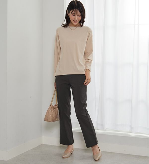 BELLUNA（ベルーナ）の「綿タッチハイパー美脚フレアーパンツ（フルレングスパンツ）」｜詳細画像