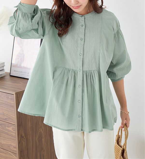 Viola e Viola（ヴィオラ エ ヴィオラ）の「【インド綿】ブザム刺繍前開きブラウス（ブラウス）」｜詳細画像