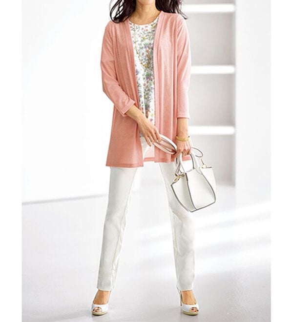 BELLUNA（ベルーナ）の「上品レース花柄プリントカーディガンアンサンブル（アンサンブル）」｜詳細画像