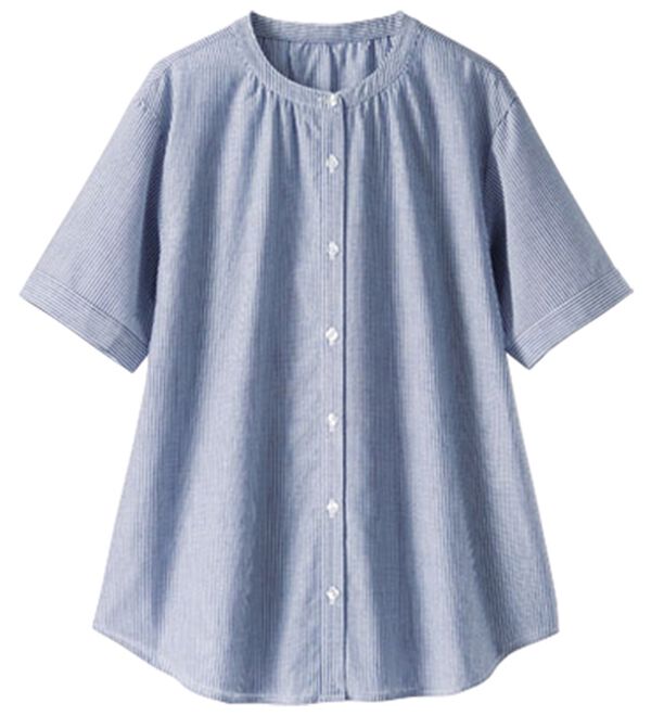 BELLUNA（ベルーナ）の「ギャザー使いバンドカラーブラウス（ブラウス）」｜詳細画像