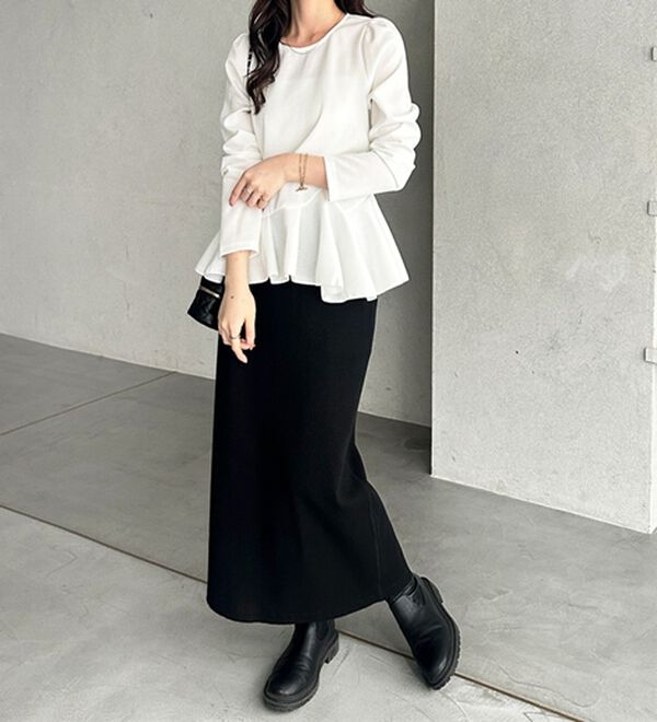 GeeRA（ジーラ）の「【着回し力◎】楽ちんすっきり見え！リブロングスカート（ロングスカート）」｜詳細画像