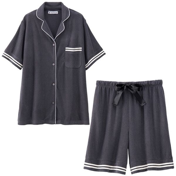 YU'NOW（ユナウ）の「ひんやりとろけるリブパイルシャツパジャマ（パジャマ・ルームウェア）」｜詳細画像