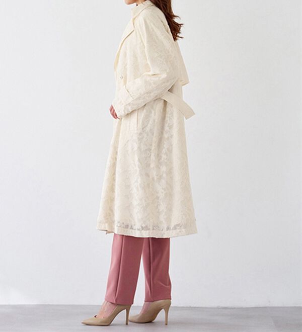 DIANE von FURSTENBERG 　ロングコート　トレンチコート　花柄 花柄カットジャカードトレンチコート - ベルーナ【公式】