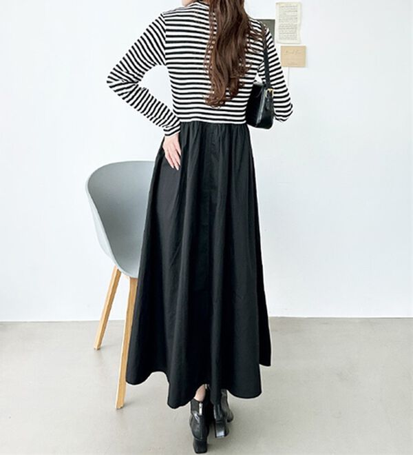 GeeRA（ジーラ）の「異素材切替ドッキングワンピース（ドッキングワンピース）」｜詳細画像