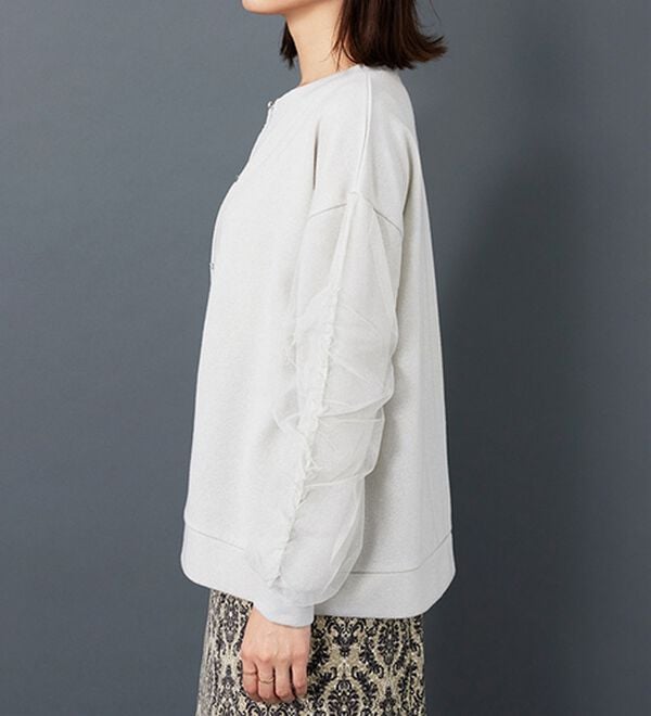 BELLUNA（ベルーナ）の「ラメ調袖チュールデザインカーディガン（その他カーディガン）」｜詳細画像