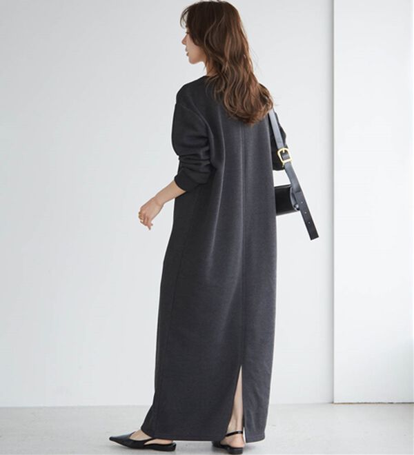 選べる2丈】裏起毛シンプルバックスリットワンピース - ベルーナ【公式】