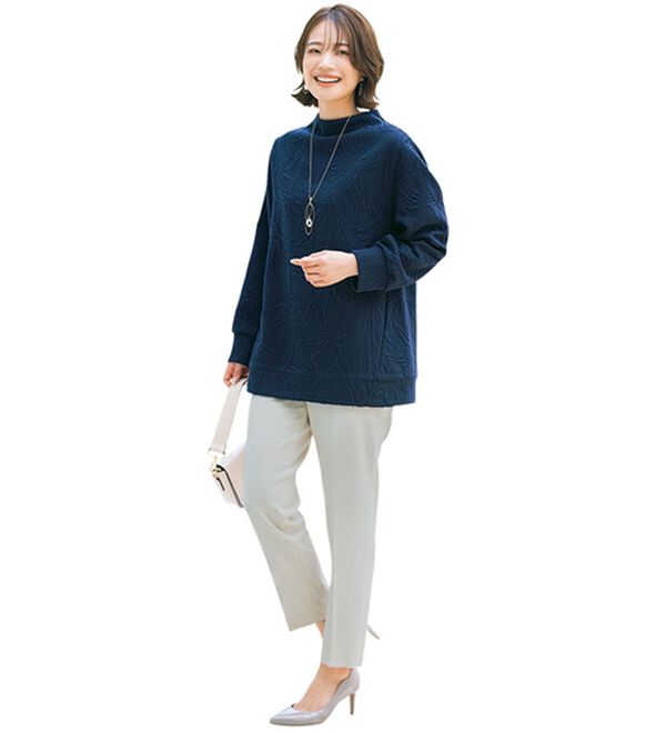 ルフラン（ルフラン）の「【３色組】華ジャカード編トレーナー（カットソー）」｜詳細画像